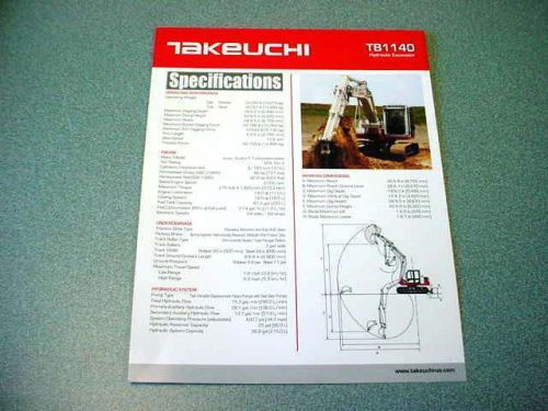 Takeuchi TB1140 Hydraulic Excavator Brochure
