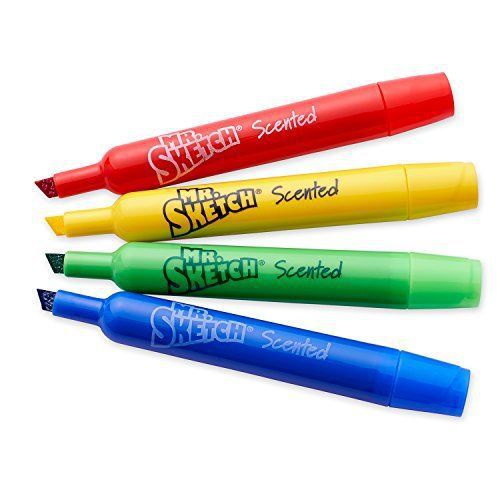 Mr. Sketch Scented Watercolor Markers, Chisel-Tip, Set of 4, Assorted Colors