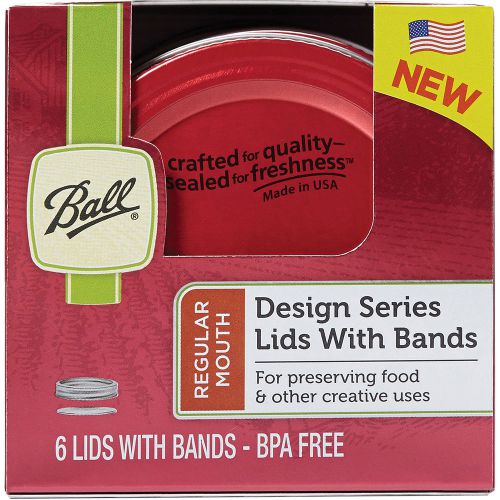Ball Design Series Lids &amp; Bands 6/Pkg-Red 014400300400