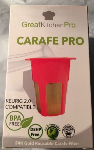 Carafe pro Great Kitchen Pro Keurig 2.0 Compatible 24 K Gold Reusable Filter Car