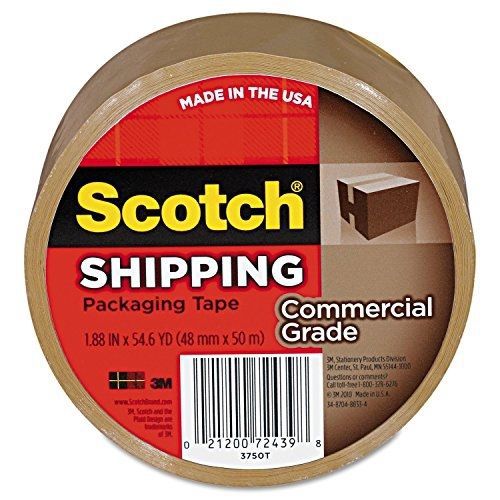 3M Scotch Commercial Grade Shipping Packaging Tape, 1.88-Inch x 54.6-Yards, Tan