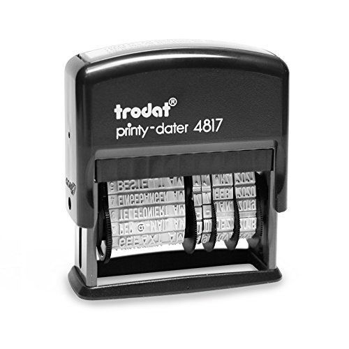 Trodat Economy 12-Message Stamp Dater Self-Inking 3/8 x 2 Inches Black E4817