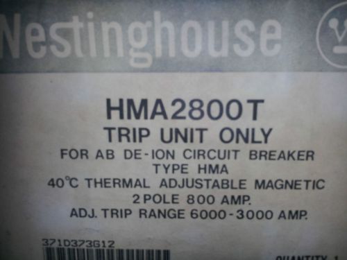 Westinghouse hma2800t trip unit only 2 pole 800 amp new in box 371d373g12 #b8 for sale