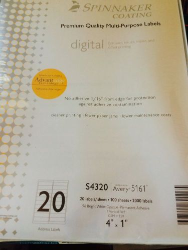 Spinnaker Coating Premium Labels 1&#034;X4&#034; Offset/Digital Printable
