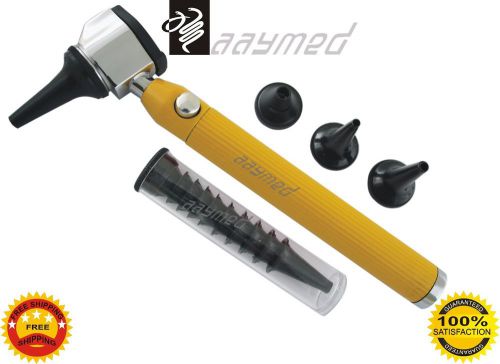 New Medical Otoscope Small Diagnostic Kit Yellow Color with LED Bulbs Free Ship