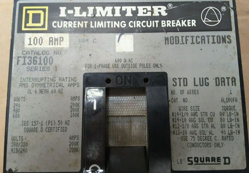 SQUARE D I-LIMITER CIRCUIT BREAKER FI36100