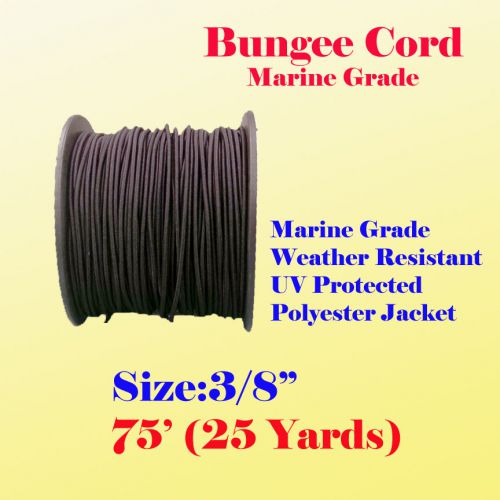 3/8&#034; x  75 Ft (25 Yard) Premium Marine Grade Bungee Shock Stretch Cord UV Black