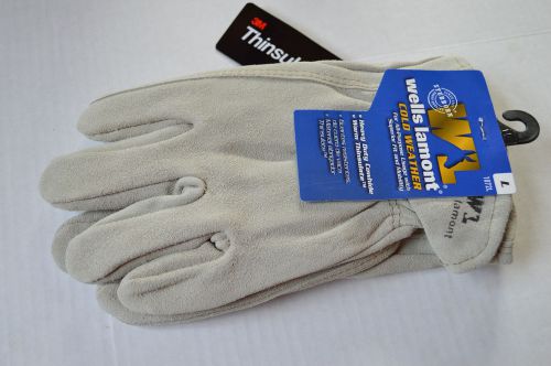 NEW LOT OF 3 PAIRS Wells Lamont Mens Large Cold Weather Cowhide Work Gloves~1072