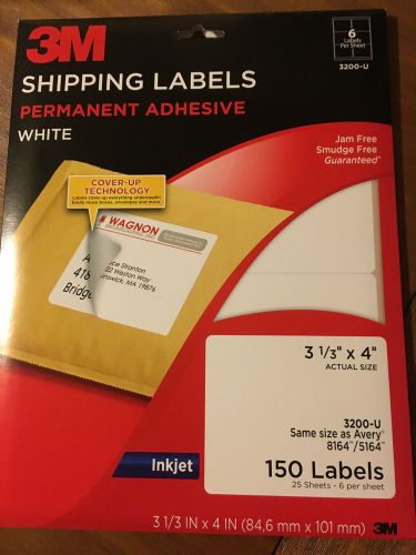 3M Permanent Adhesive Shipping Labels, 3.33 x 4 Inches, White, 150 per Pack