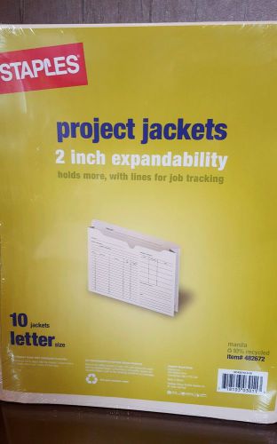 NEW Staples Project File Jackets, 2&#034; Expansion, Letter Size, 10 Manila Jackets