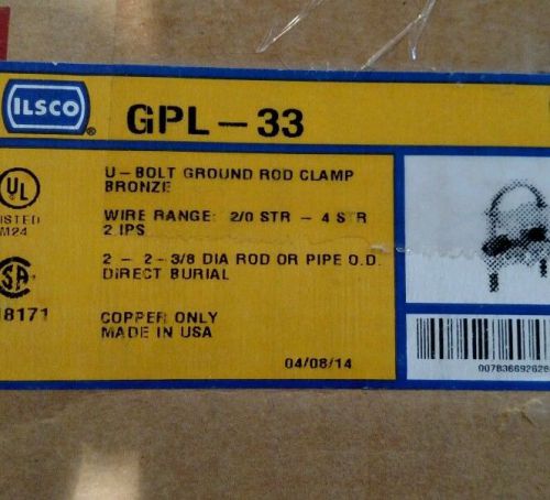 Ilsco GPL-33 Ground Clamp 4sol-2/0Str, Equal to Burndy GAR1826,