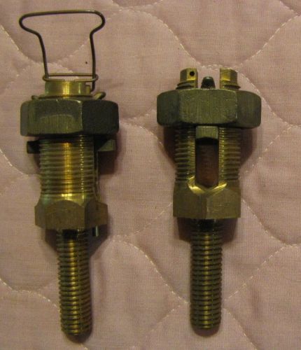 Large, solid brass, wire/cable connectors, threaded mounting, qty. two for sale