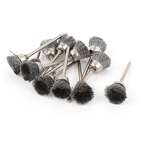 Uxcell 10 pcs 1/8inch 15mm cup stainless steel bristle brush for dremel tool for sale