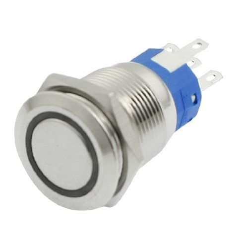 Uxcell dc 24v blue pilot led light 19mm round momentary push button switch spdt for sale