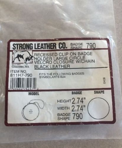 Recessed Clip On Badge Holder Badge Shape 790. Large Circle Black Leather