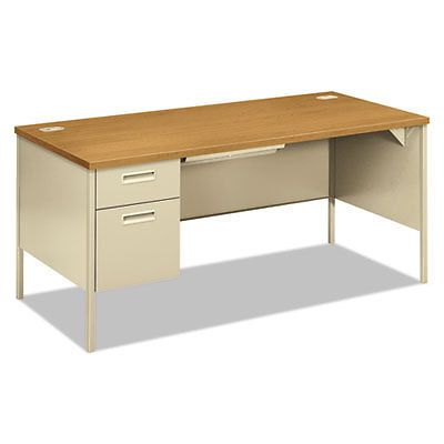 Metro Classic Left Pedestal Desk, 66w x 30d, Harvest/Putty, Sold as 1 Each