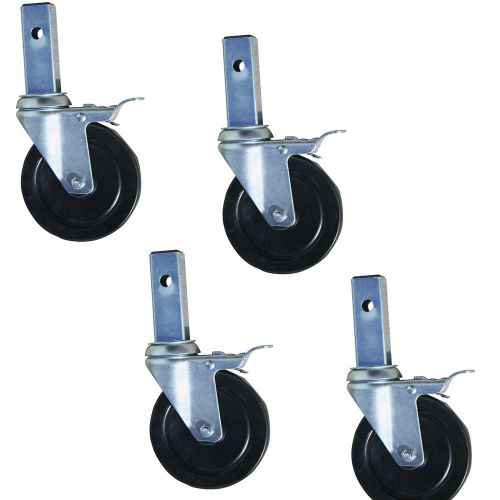 Pro-series heavy-duty 5&#034; hard rubber locking casters castor set of 4 #gssi-c54p for sale