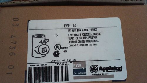 Appleton eyf-50 1/2&#034; mall iron sealing fittings. (qty of 5) for sale