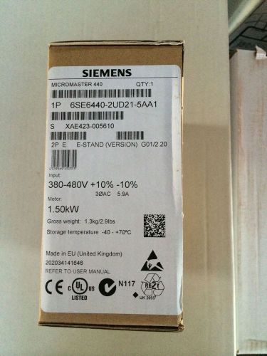 New in box Siemens Inverter 6SE6440-2UD21-5AA1 6SE64402UD215AA1