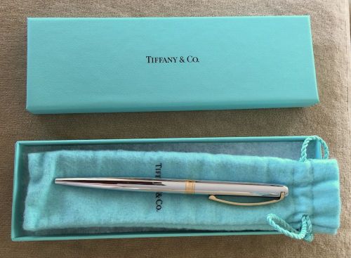 NEW Tiffany two-tone chrome ballpoint pen w/ gold plated clip - sold out