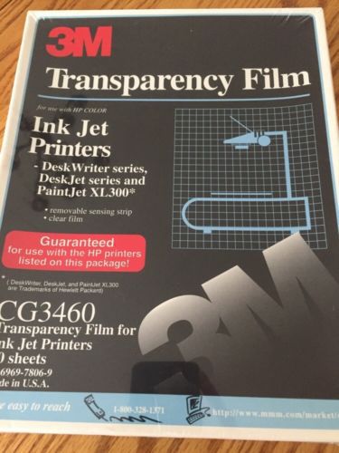 3M Transparency Film Ink Jet Printers Cg3460 50 Sheets New Pkg