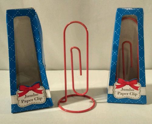 Lot of 2 JUMBO PAPER CLIPS GREAT OFFICE GIFT RED BRAND NEW!! Free Shipping!!