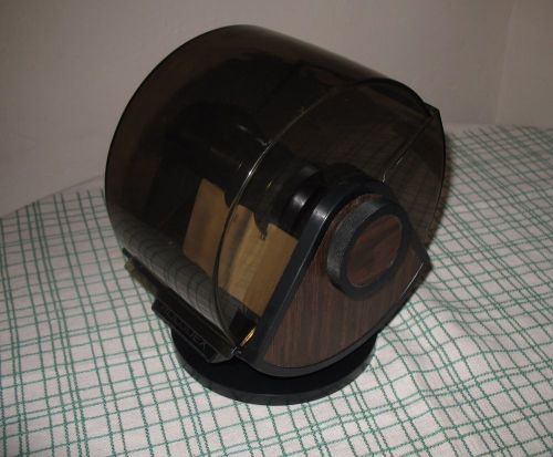 Vintage Rolodex SW-24C Swivel Plastic Address File Smoke &amp; Wood Grain Retro