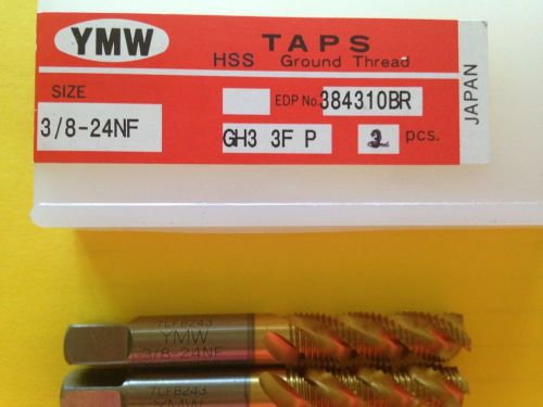 3/8-24NF GH3 3 FLUTE SPIRAL FLUTED  PLUG TIN COATED YMW TAP (2pc.pkg)