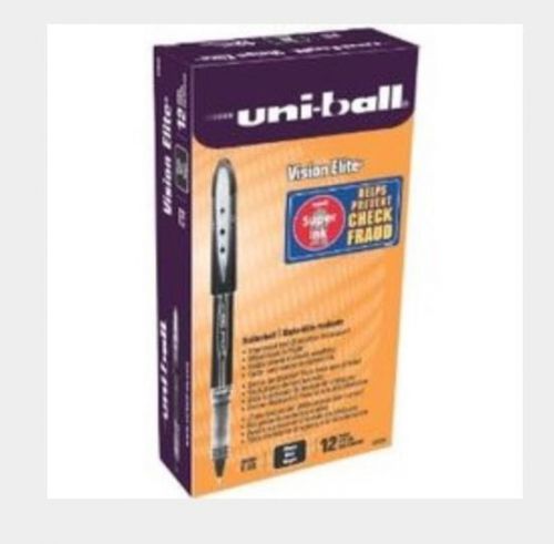 Uni-Ball Vision Elite 69000, 0.5 mm Micro Fine Black Ink Rollerball, Box of 12