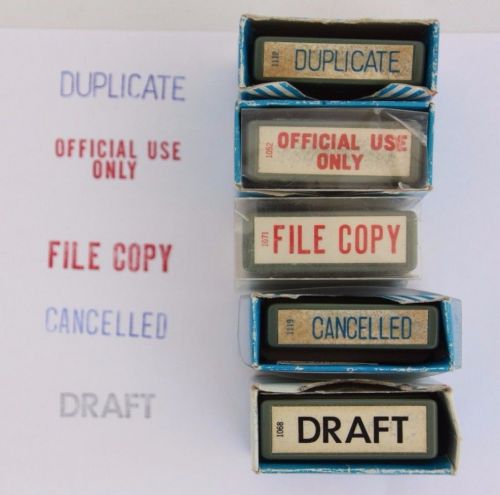 Lot 5 Vintage Self Inking Pre-Inked Stamps Draft File Copy Duplicate Xstamper