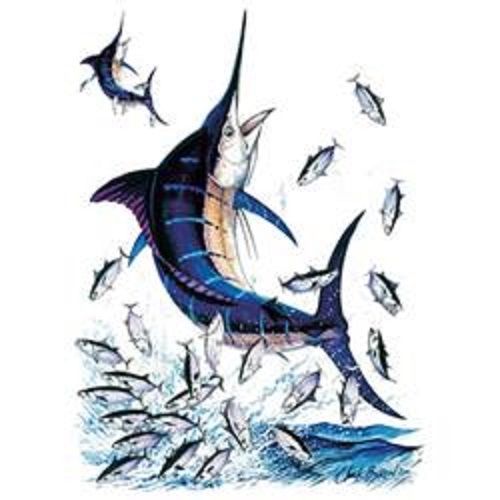 Blue Marlin Fishing HEAT PRESS TRANSFER PRINT for T Shirt Sweatshirt Fabric 248a