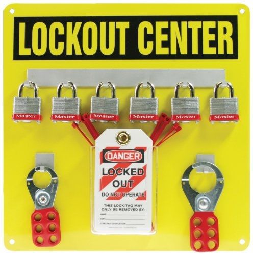 Accuform signs kst404 lockout center board with kit, 6-padlock, 14&#034; length x 14&#034; for sale