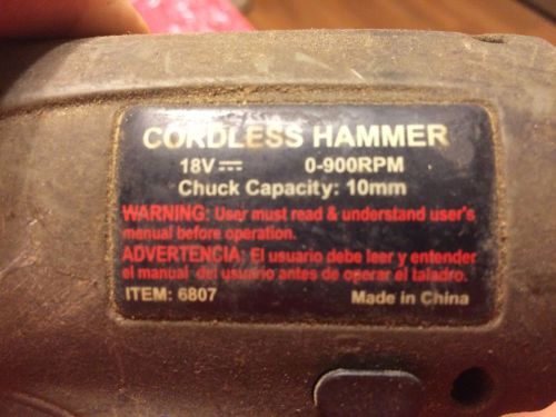 Cummins 3/8&#034; Cordless Hammer Drill and battery Model 6807