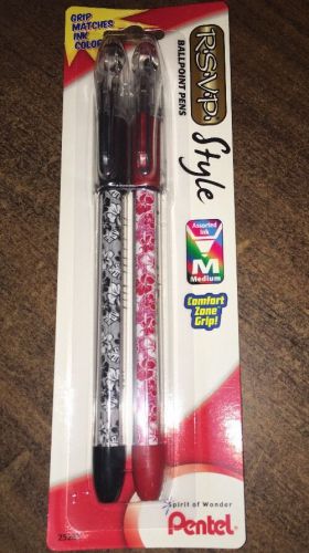Pentel RSVP style Ballpoint Pens 2 Pack Red And Black Ink