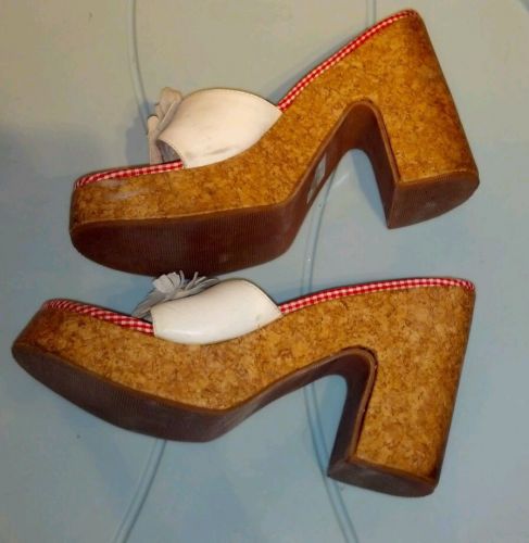 Esprit Sexy Platform Sandals 10 shoes Leather Flower &amp; Cork Heels dancer club