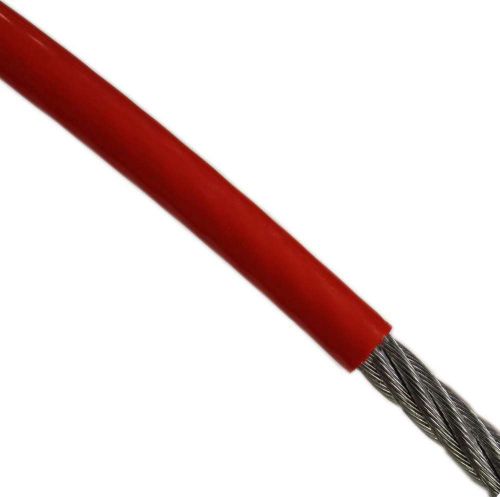 Loos stainless steel 302/304 wire rope, nylon coated, 7x7 strand core, red, 3/32 for sale