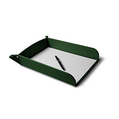 Lucrin - a4 paper tray - dark green - smooth leather for sale