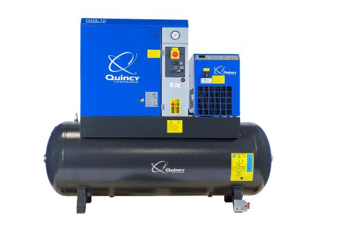 Quincy QGS 10 HPD, 10 HP Rotary Screw Air Compressors w/ Air Tank &amp; Dryer