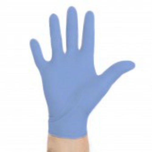 Aquasoft blue nitrile exam gloves, powder free case of 10 boxes for sale