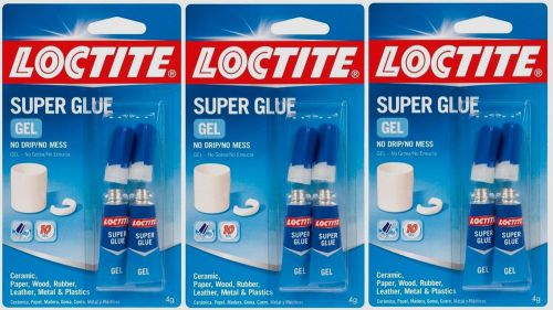 *3* new! loctite 2-pk super glue gel clear 4g wood rubber plastic metal 1399965 for sale