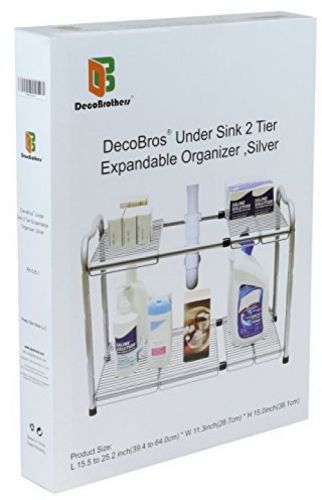 DecoBros Under Sink 2 Tier Expandable Shelf Organizer, Silver