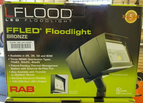 Rab 39 watt led floodlight - 5000k 120v-277v 65 cri 4596 lumen bronze fixture for sale
