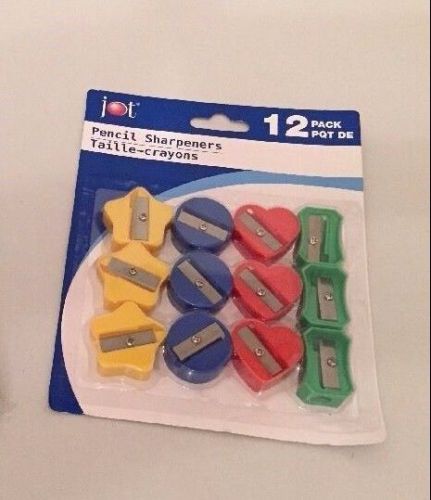 12 Shaped Different Color Pencil Sharpeners Yellow Red Blue Green Kids School