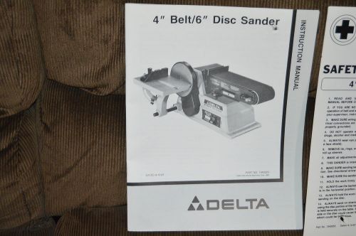 Delta 4 inch belt 6 inch disc sander ops &amp; parts manual for sale