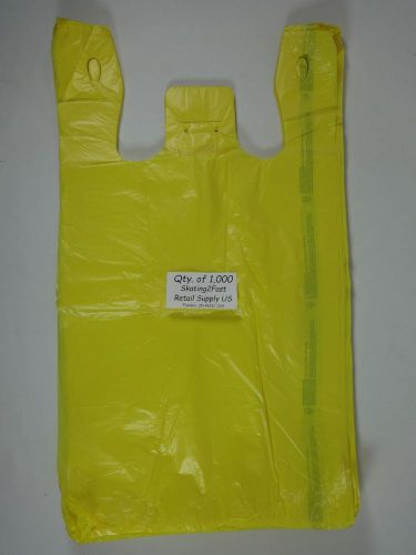1000 Qty. Yellow Plastic T-Shirt Retail Shopping Bags w/ Handles 11.5&#034; x 6&#034;x 21&#034;