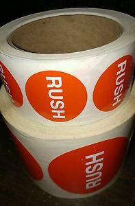 &#034;Rush&#034; Shipping Stickers, 3&#034; and 1.5&#034; - partial rolls