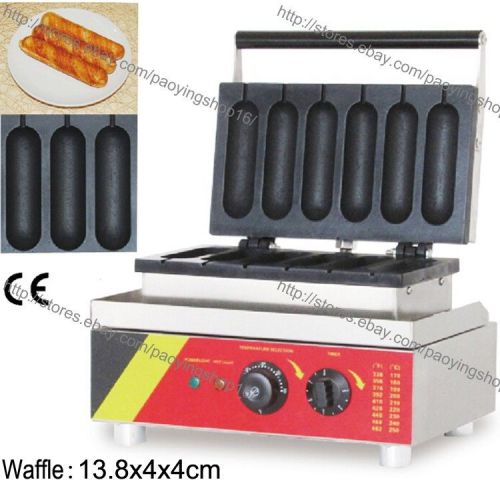 Commercial Nonstick Electric 6pcs French Hot Dog Waffle Baker Iron Maker Machine