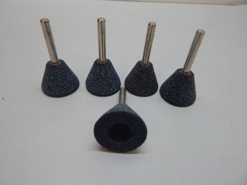 5 pcs 1/4&#034; Shank 1-3/8&#034; x 1&#034; Reverse Cone Tapered Grinding Stone A31 Blue/Gray