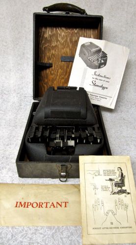 Vintage stenograph machine stenotype company chicago + case + manual / paperwork for sale