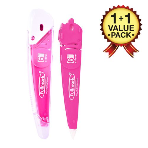 Fullmark Model J Refillable Correction Tape Pink - 1+1 Pack (0.2&#034; x 236 Inches)